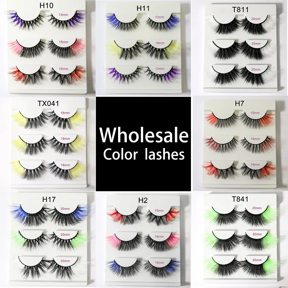 

Ресницы 3D из искусственной норки разных цветов для наращивания, 3 пары