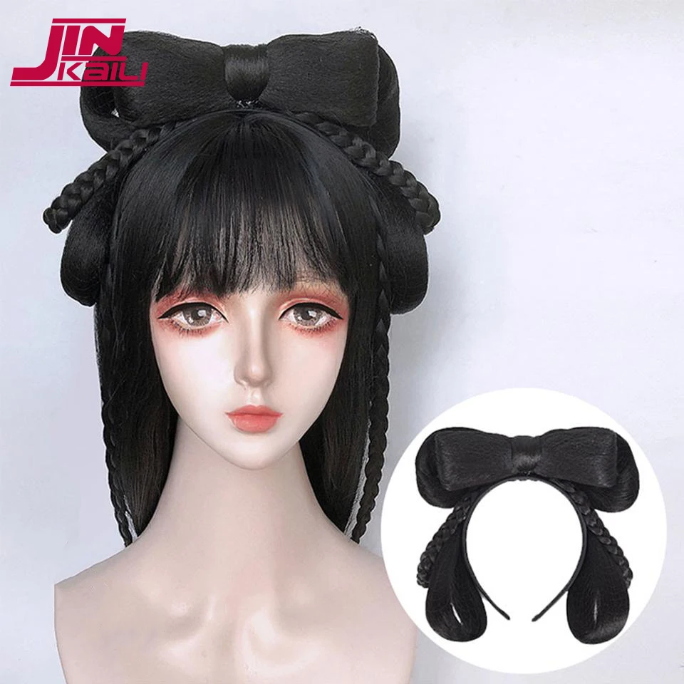 Synthetic Vintage Cosplay Hair Bun Hanfu Chinese Ancient Style Headband Chignon Hair Accessories Multi-purpose Ancient Wig