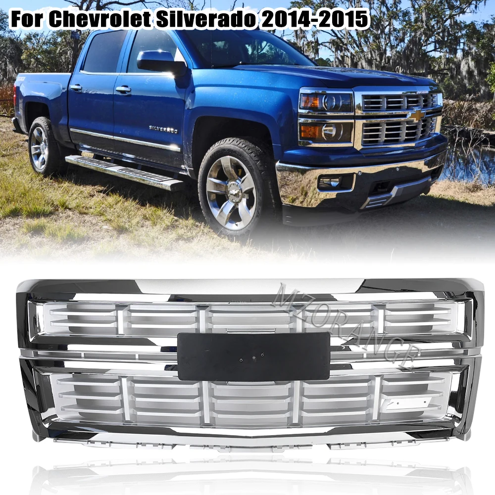 

Автомобильная Хромированная передняя Верхняя решетка для Chevrolet Silverado 1500 LT 2014 2015 автомобильные аксессуары бампер решетка рама