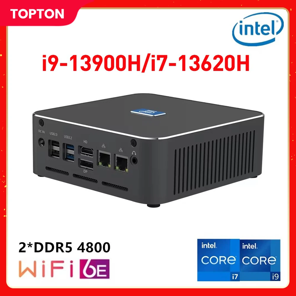 Игровой мини-ПК Topton S600 13-го поколения Intel i9 13900H i7 13620H Windows 11 2 * DDR5 NVMe 2*2 5G LAN 8K NUC