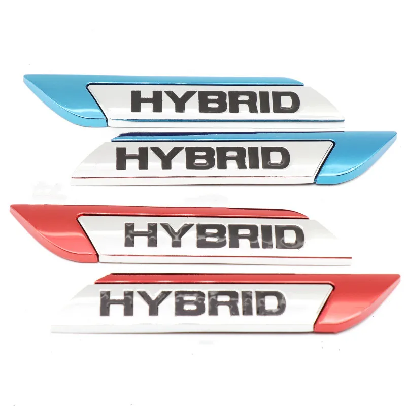 

1 пара 3D металлических гибридных логотипов, боковые крылья, автомобильная эмблема, значок, наклейки для Toyota Prius Camry Rav4 Crown Auris C-HR Yaris Prado
