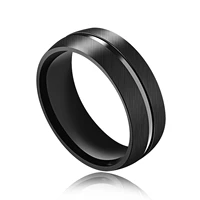 punk hip hop black titanium wedding rings mens high quality 8mm brushed stainless steel mens jewelry gift wholesale