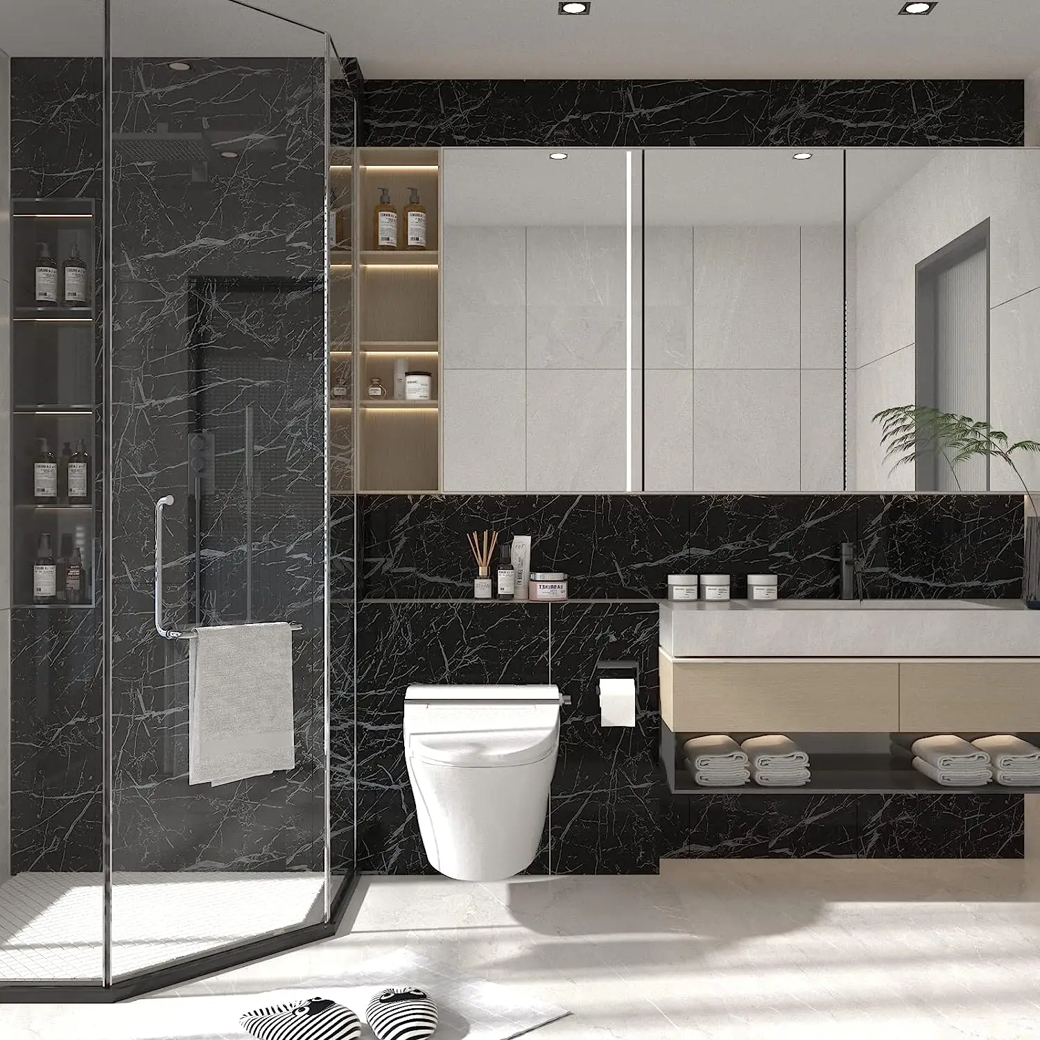 

80cm Width Marble PVC Self Adhesive Waterproof Wallpaper for Bathroom Oil Proof Contact Paper for Kitchen Cabinet Countertop