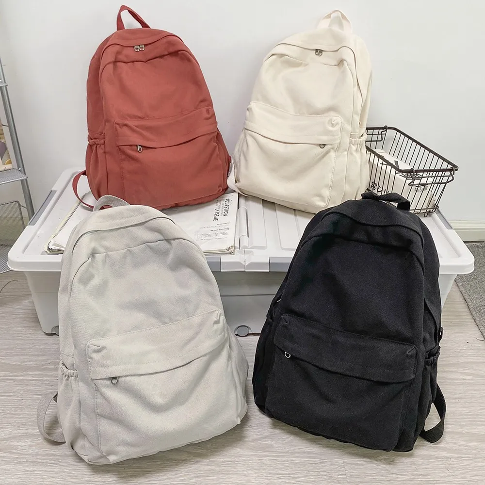 

Fashion Women Backpack Canvas Travel Backpacks Solid Color School Bags For Teenager Girls