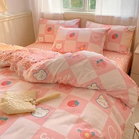 kawaii rabbit bedding set for home cotton twin full queen size cute double fitted bed sheet girl quilt duvet cover