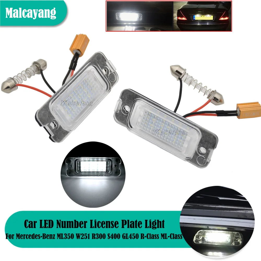 

2pcs Car Styling For Mercedes-Benz ML350 W251 R300 S400 GL450 R-Class ML-Class Error Free LED License Plate Number Light Lamp