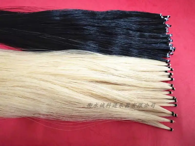 

82-85cm Black/White Violin Bow Hair Horsetail Bow Hair Whisk Weaving Craft Woven Lining Hair Breeding Horsetail