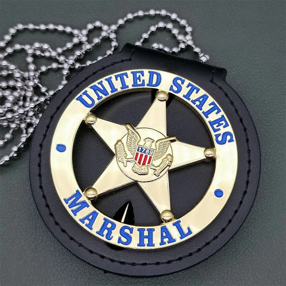 

American federal court enforcement Marsal Metal PD badge 1:1 Cosplay film and television props gold