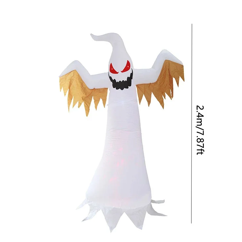 240 см Хэллоуин надувной Призрак с вращающимся пламенем светящийся призрак