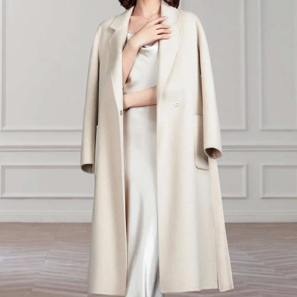 

Женское шерстяное пальто, модная ветрозащитная шерстяная Верхняя одежда с ремнем, шерстяное пальто для офиса