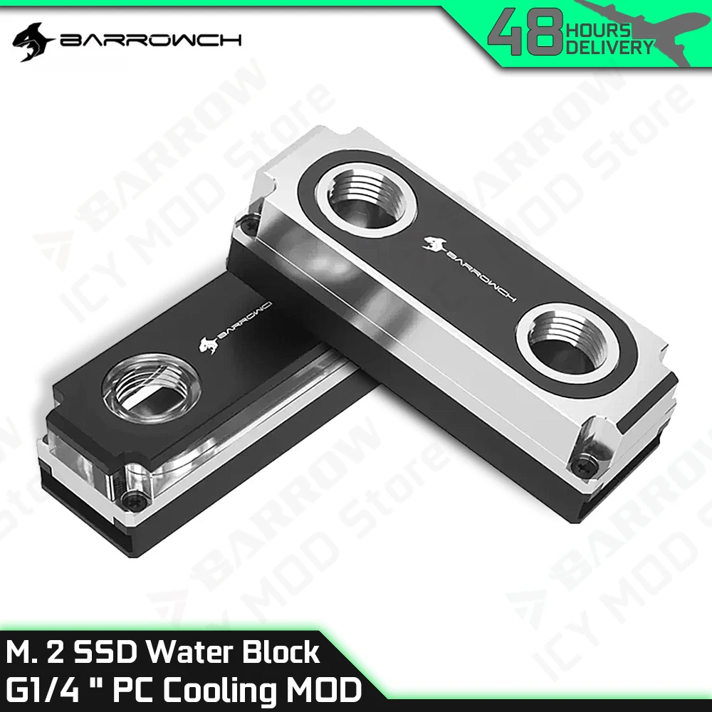 Фото Водяной блок SSD Barrowch M2 2280/22110/PCIE/SATA Радиатор G1/4 дюйма для игровых ПК Жидкостное охлаждение здания MOD FBM2280-PA №1