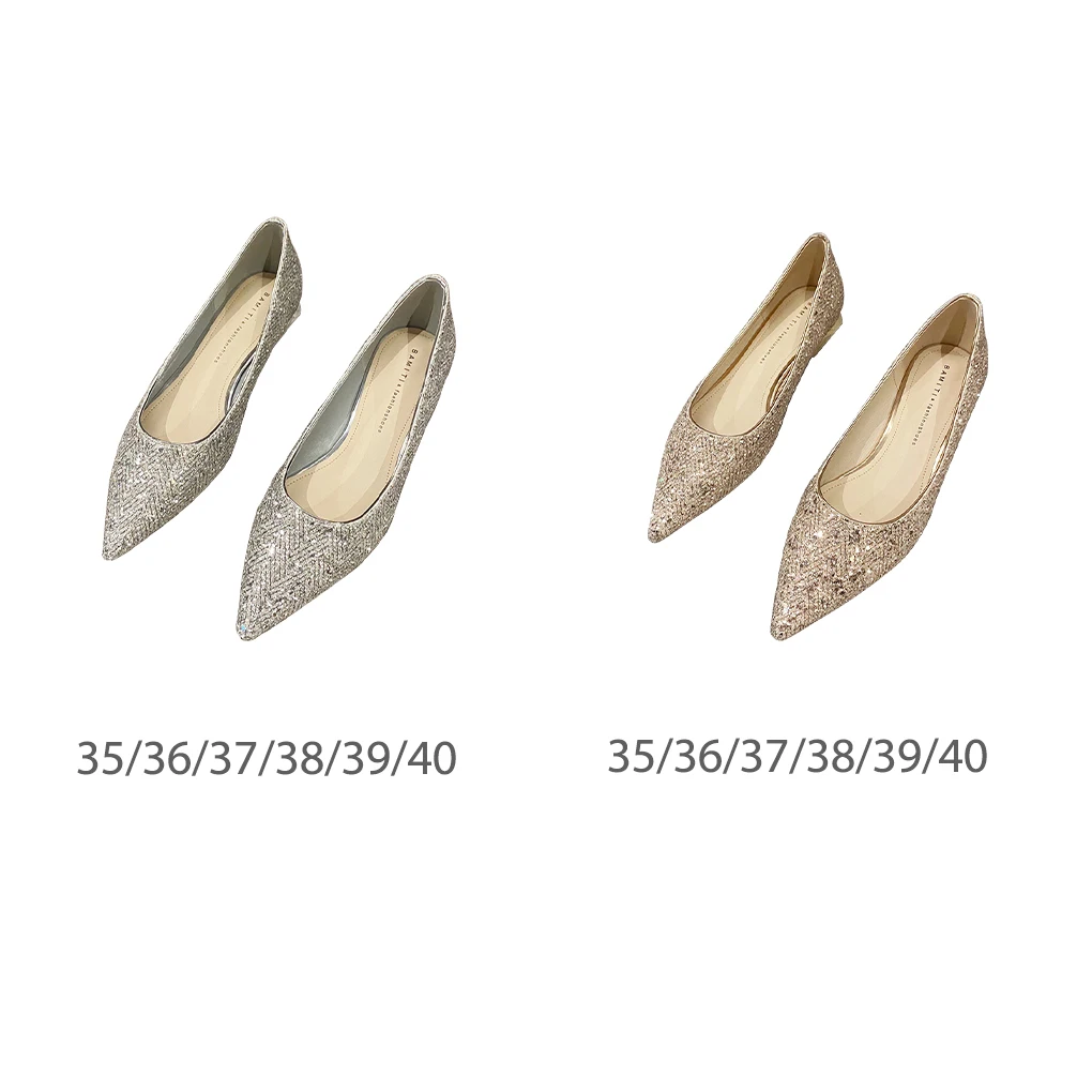 

2pack lot Flat Fiber Leather Sequin Shoes For Women Comfortable Easy To Care For Court Shoes For Women Wedding