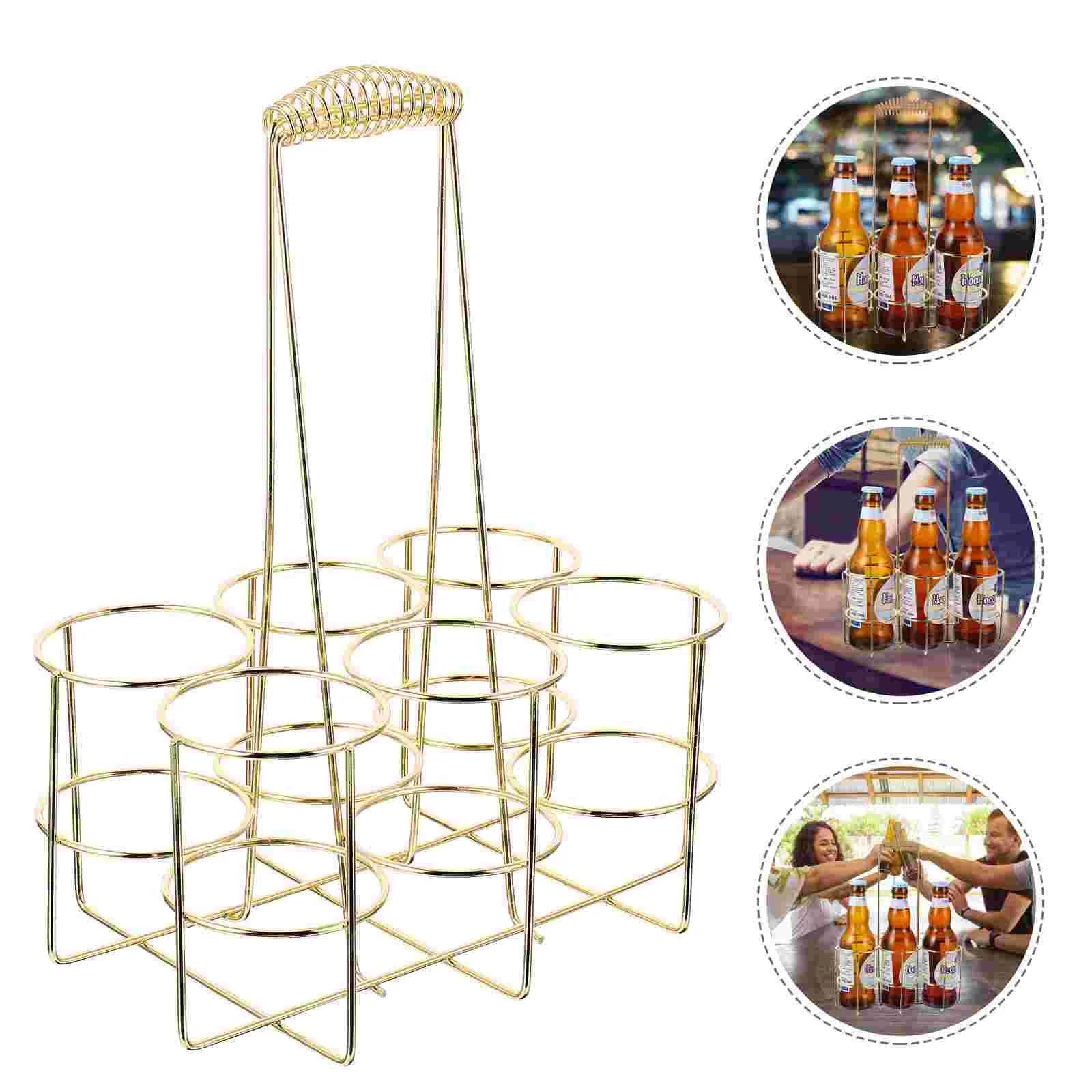 

Bottle Beer Carrier Wineholder Basket Rack Metal Drink Beverage Organizer Pack Storage 12 Shelf Crate Holding Champagne Delivery