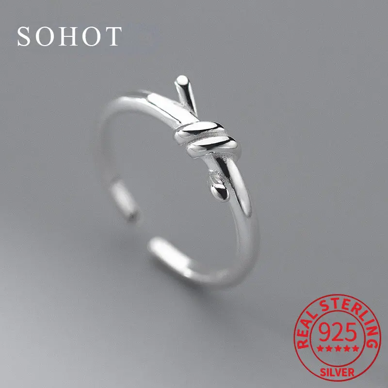 

INS Real 925 Sterling Silver Spiral Adjustable Ring For Fashion Women Classic Fine Jewelry Minimalist Bijoux