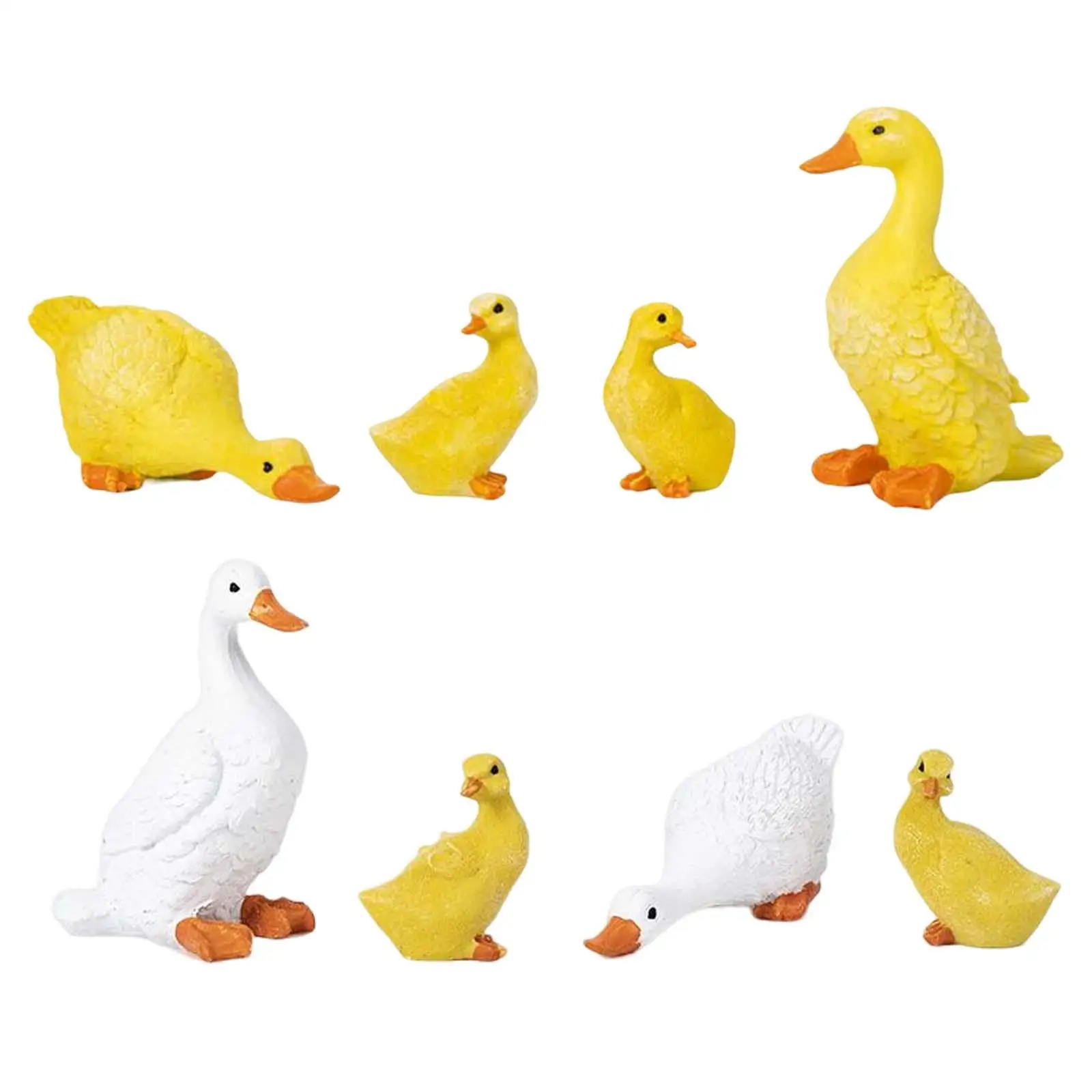 

4Pcs Cute Duck Statues Fairy Garden Resin Animal Ornaments Figurines Decoration Sculptures for Pond Outdoor Patio Home Office