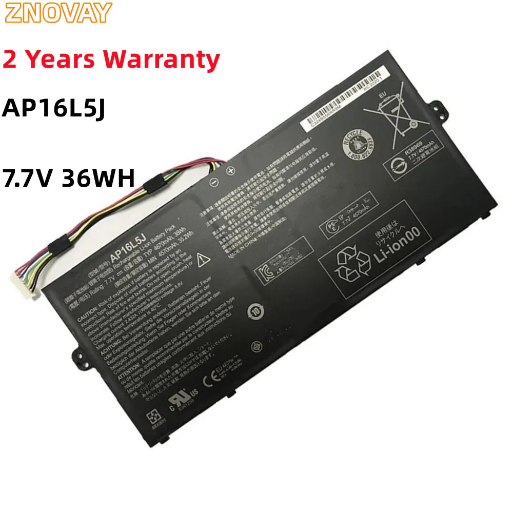 

ZNOVAY New AP16L5J 7.7V 36Wh 4670mAh Laptop Battery For Acer Aspire Swift 5 SP111-32N SF514-52T Spin 1 2ICP4/91/91