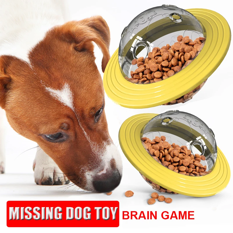 

Flying Saucer Dog Game Flying Discs Toys Cat Chew Leaking Slow Food Feeder Ball Puppy IQ Training Toy Anti Choke Puzzle Dogs