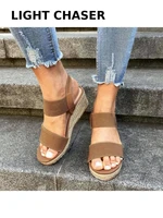 summer high heeled plus size womens sandals 2022 new fish mouth wedge with elastic strap hemp rope platform sandals comfortable