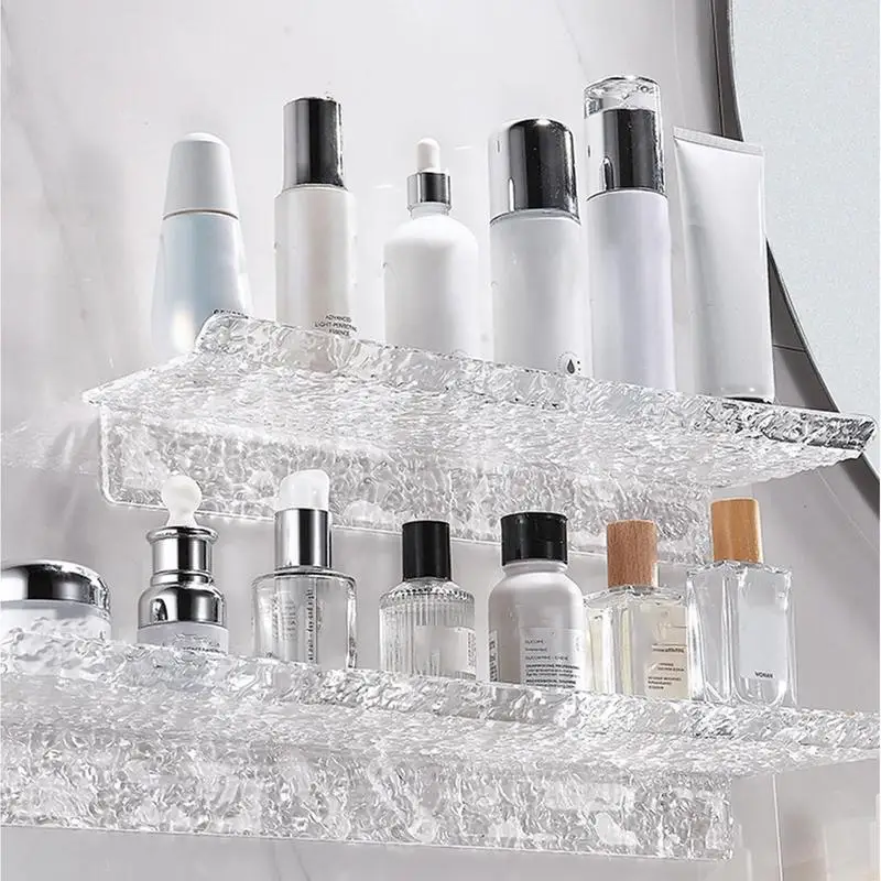

Clear Shelves Clear Acrylic Shelf Acrylic Soap Holder Multi-layer Storage Nail-free Installation For Kitchen Storage Room