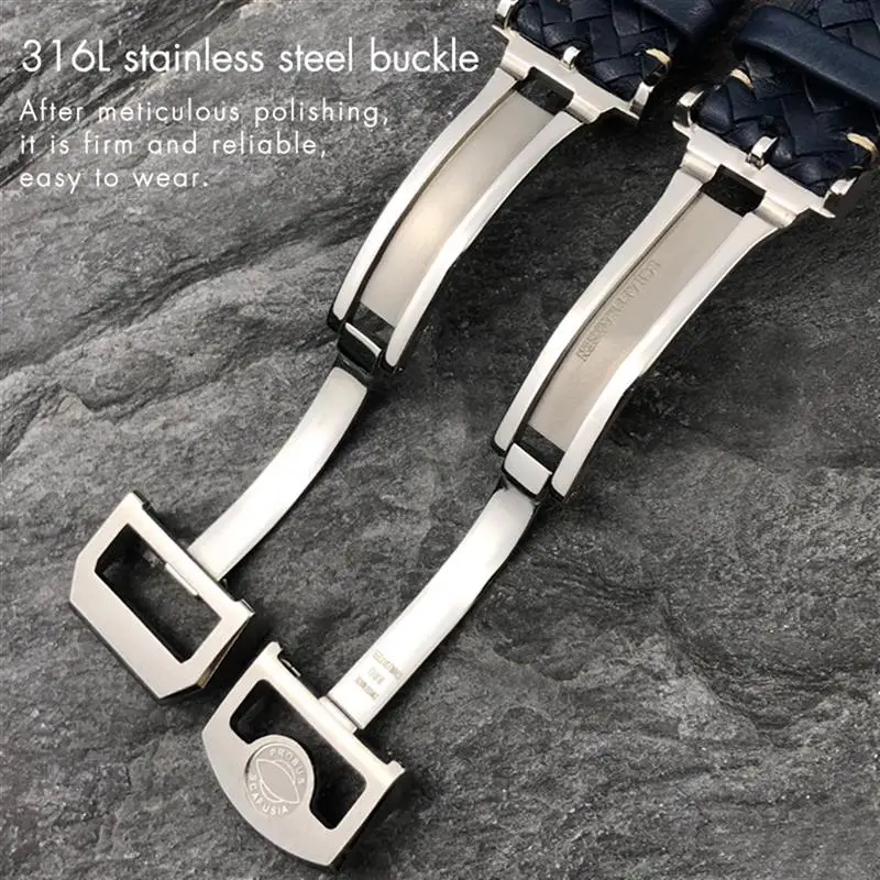 Ремешок MAISITU из воловьей кожи для IWC женский большой пилот IW377714 IW394005 синий кожаный