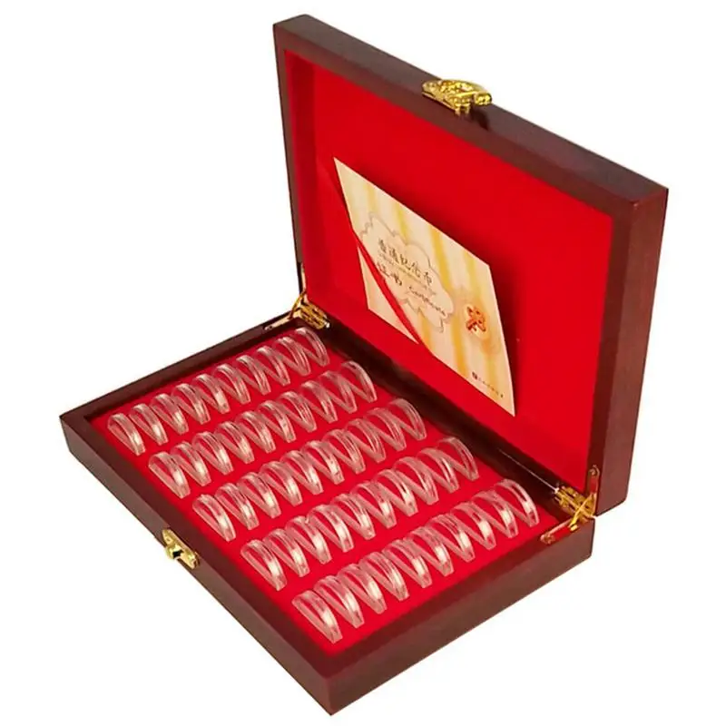 

Wooden Coin Boxes For Collectors Coin Storage Wood Case Box For Coin Collection Commemorative Coin Organizer For 50 Coins Home