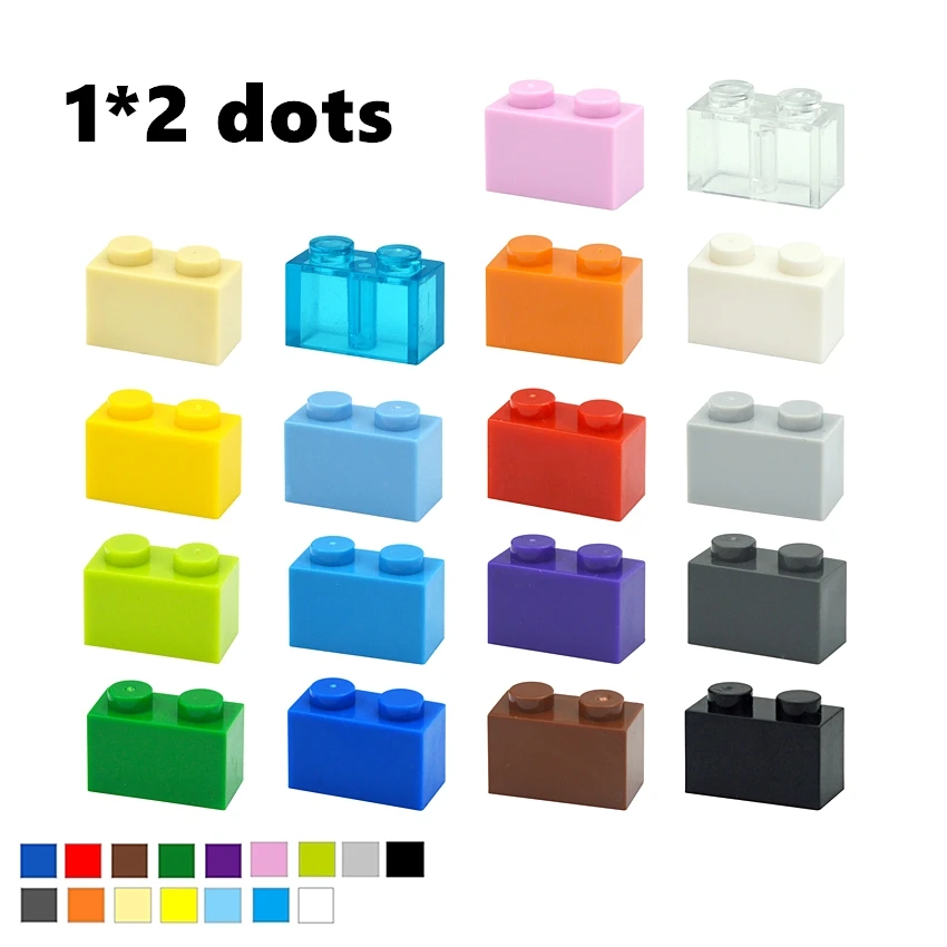 

100PCS DIY Building Blocks Thick Figures Bricks 1x2 Dots Educational Creative Size 1*2 Dot Compatible With 3004 Toy for Children