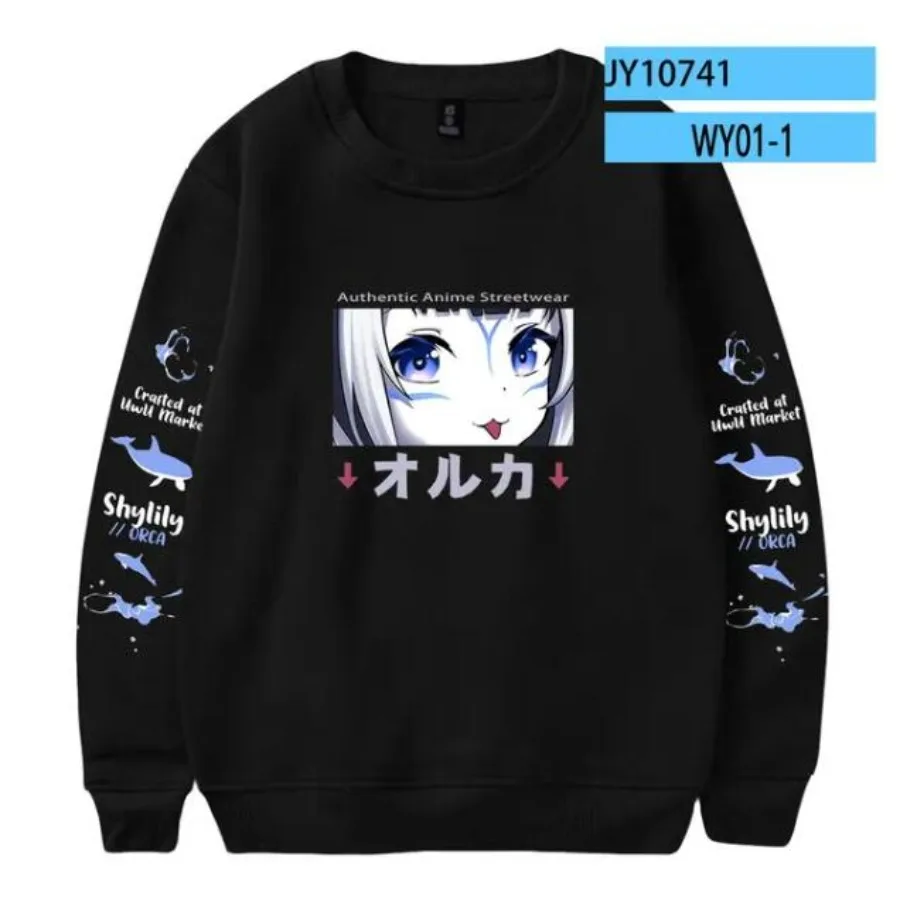 Толстовка с длинным рукавом и круглым вырезом в стиле аниме