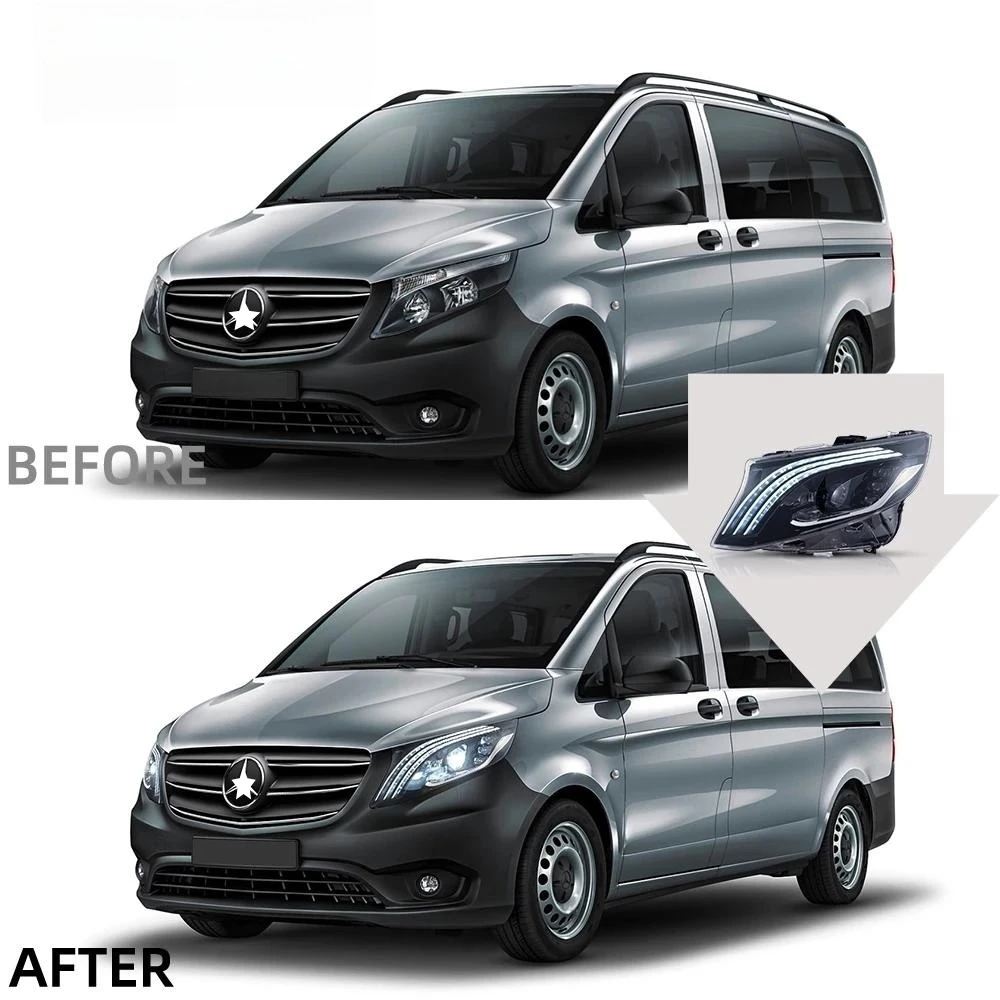 

Стайлинг автомобиля, головная лампа для Benz Vito, фары 2013-2019 W447, головная лампа головного света, дневные ходовые огни, объектив проектора, динамические автомобильные аксессуары