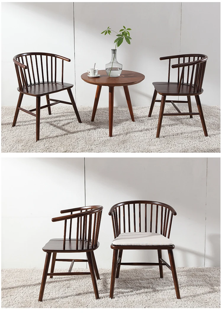 Dining Chair Solid Wood Princess Western Restaurant Windsor Armrest Milk Tea Leisure Desk Balcony Negotiation Customized |