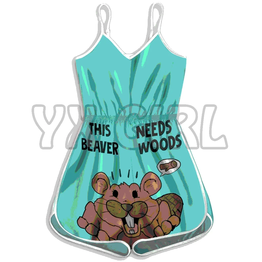 YX GIRL BEAVER CUSTOM ROMPERS    3D All Over Printed Rompers Summer Women's Bohemia Clothes