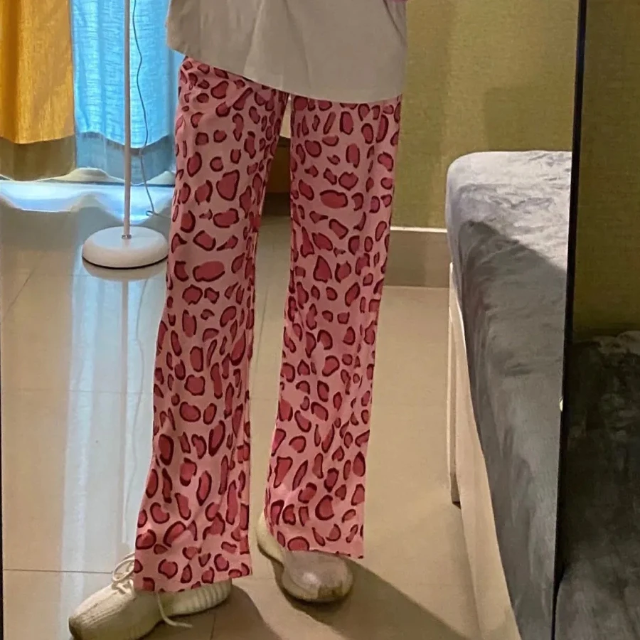 Женские леопардовые брюки с боковым Разрезом