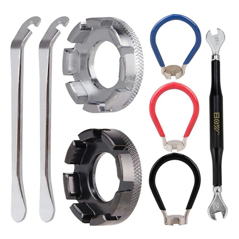 

BOY 8PCS Bicycle Spoke Wrench,Bicycle Spoke Tool,Universal Nipple Wrench With Tire Lever Spoke Tool, For Bicycle Tire Lever Kit