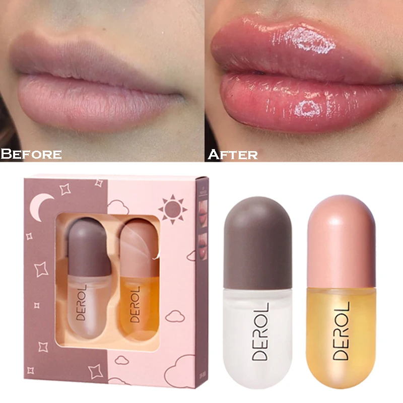 Day Night Instant Volume Lips Plumper Oil Moisturizing Repairing Reduce Lip Fine Line Serum Cosmetic  Lip Gloss Makeup