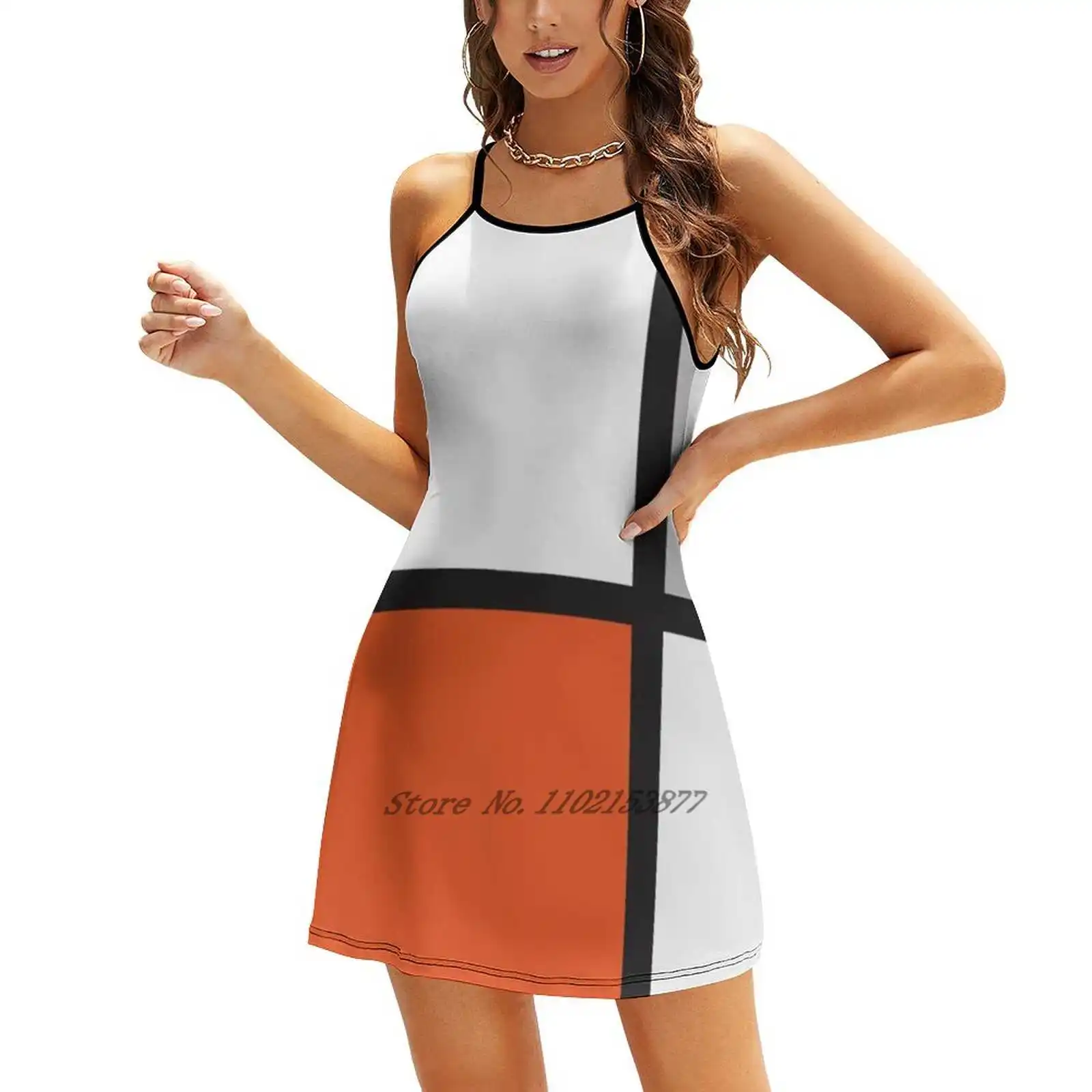 Абстракция # 31 Свободное платье с карманами модное принтом трапециевидной формы