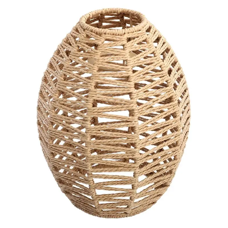 

1pc Imitation Rattan Lamp Cover Handmade Woven Chandelier Retro Lampshade Ceiling Chandelier Abat Jour