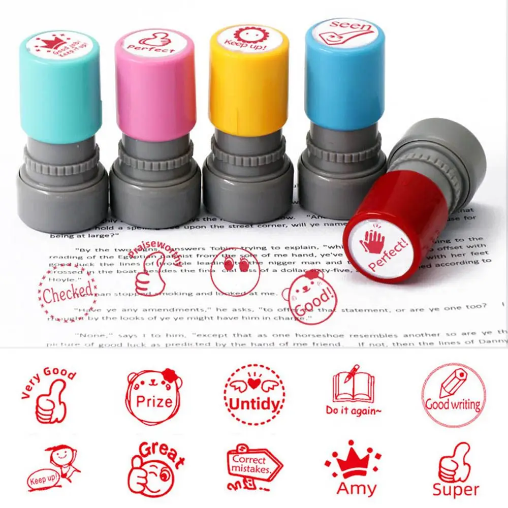 

English Commentary Stamp School Student Teaching Tools Encouragement Seals English Photosensitive Chapter Comment Reward Kids