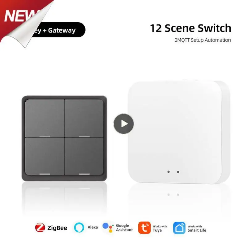 

Battery Powered Tuya Zigbee Switch Magnetic Wireless 12 Scene Switch Smart Life App Push Button Controller Wireless Scene Switch