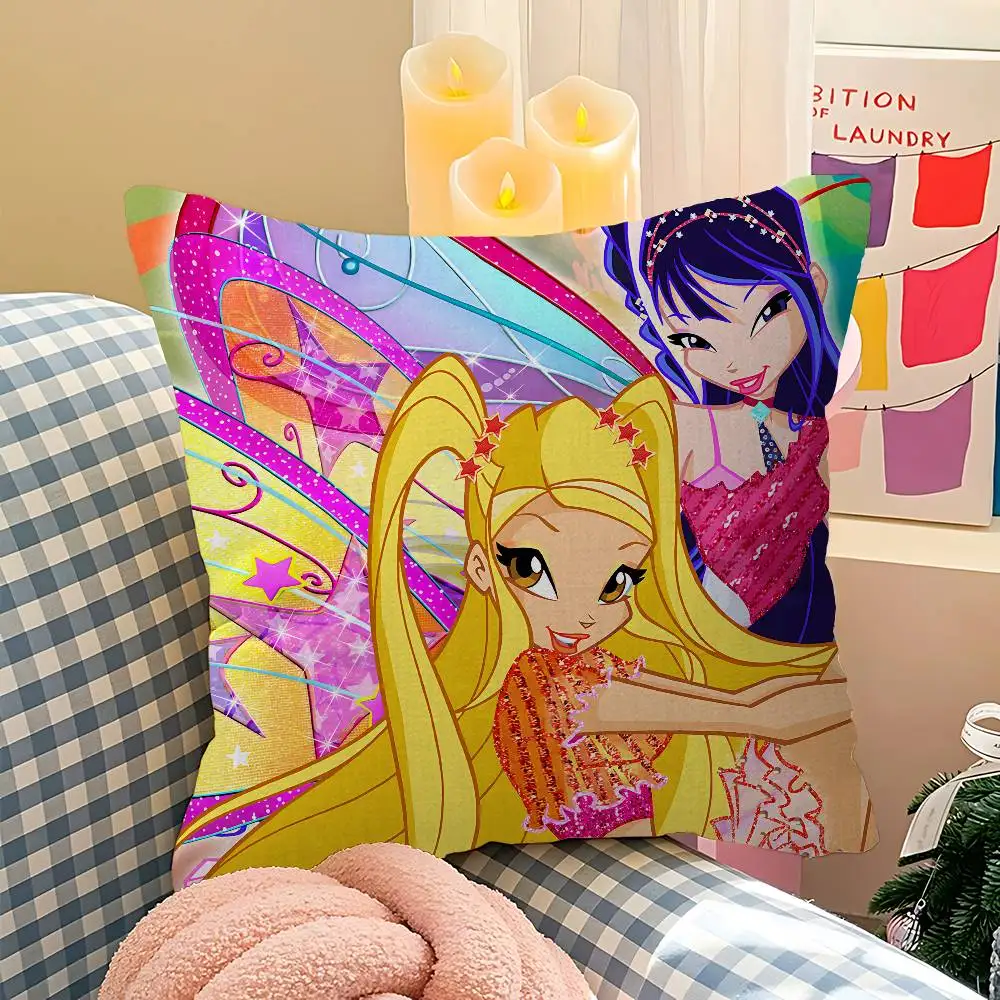 Фото Наволочка с изображением героинь мультфильма Winx, подарочная наволочка для подушки, декоративная наволочка для спальни, дома, дивана, стула, сиденья №5