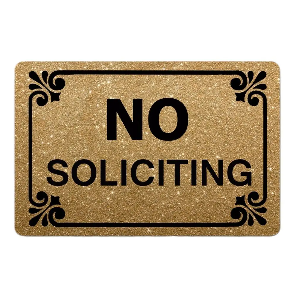 

No Soliciting Funny Doormat Outdoor Indoor Porch Patio Party Holiday Home Decor Floor Door Mat Rug Rubber Non Slip Waterproof
