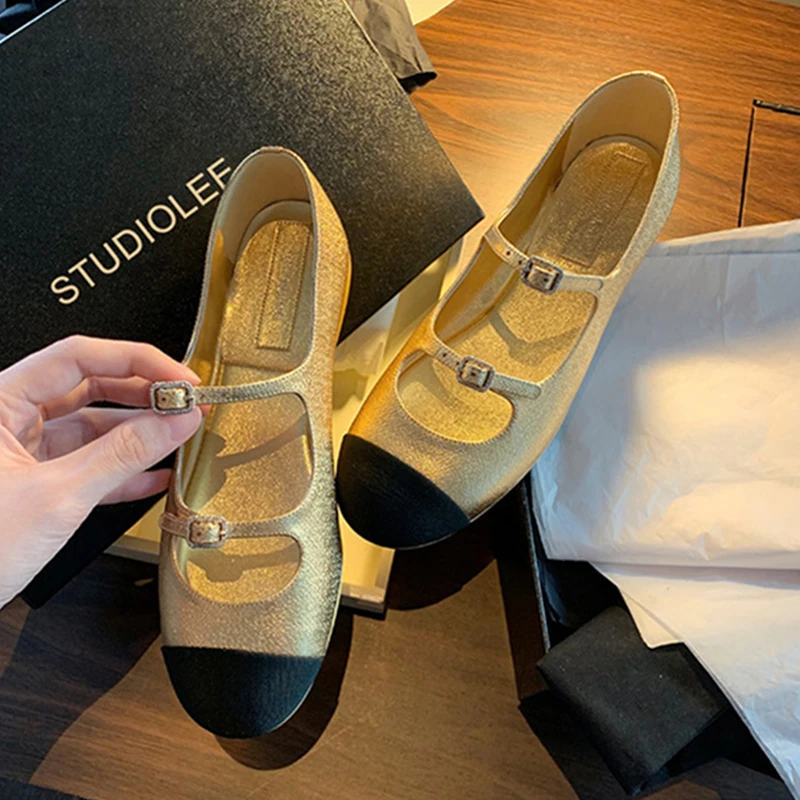 

Jenny&Dave Fasion French Elegant Ladies Leather Flat Loafers Round Toe Retro Women Shoes Mary Jane Shoes Women Slip-On Loafers