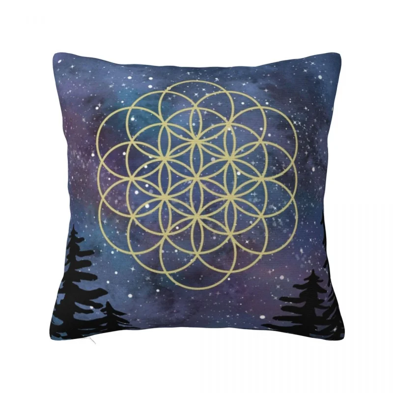

Galaxy Flower Of Life Pillowcase Printing Polyester Cushion Cover Decorations Sacred Geometry Throw Pillow Case Cover Home 45cm