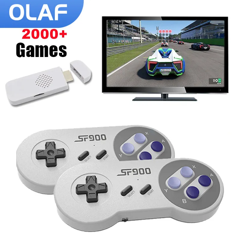 

Видеоигровая консоль Olaf, беспроводной контроллер 4K 2000 plus, игры, HDMI-совместимая Ретро консоль для SFC/SNES, двойные геймпады