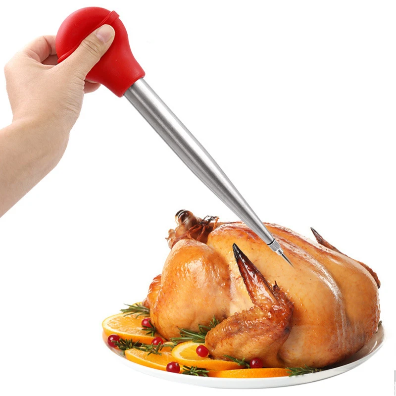 

Stainless Steel Turkey Baster Set Barbecue Seasoning Tool Meat Syringe For Thanksgiving Christmas Kitchen Cooking Roasting