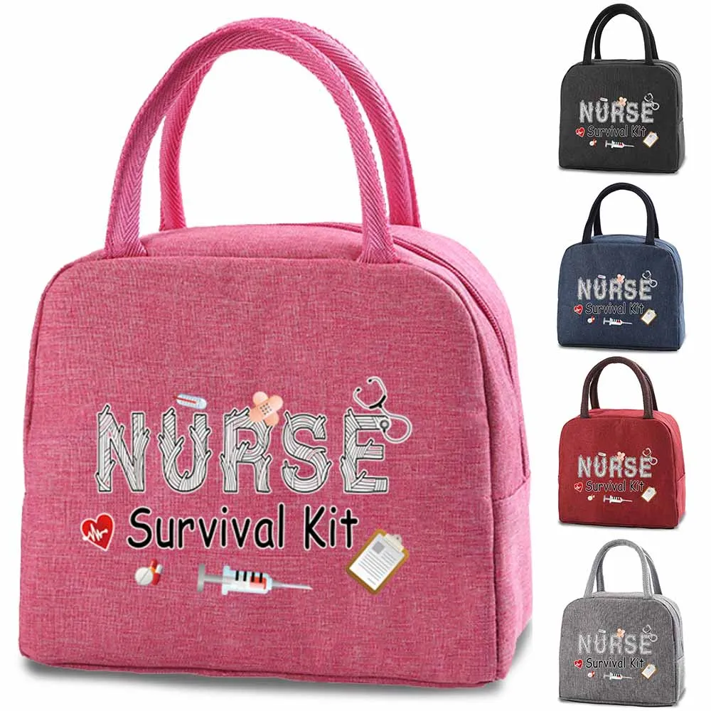 School Child Canvas Women Nurse Work Tote Organizer Packed Food Insulated Meal Bags Cooler Picnic Box Handbags