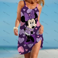sexy dresses woman disney women 2022 beach dress minnie mouse party mickey boho elegant sleeveless summer loose womens cartoon