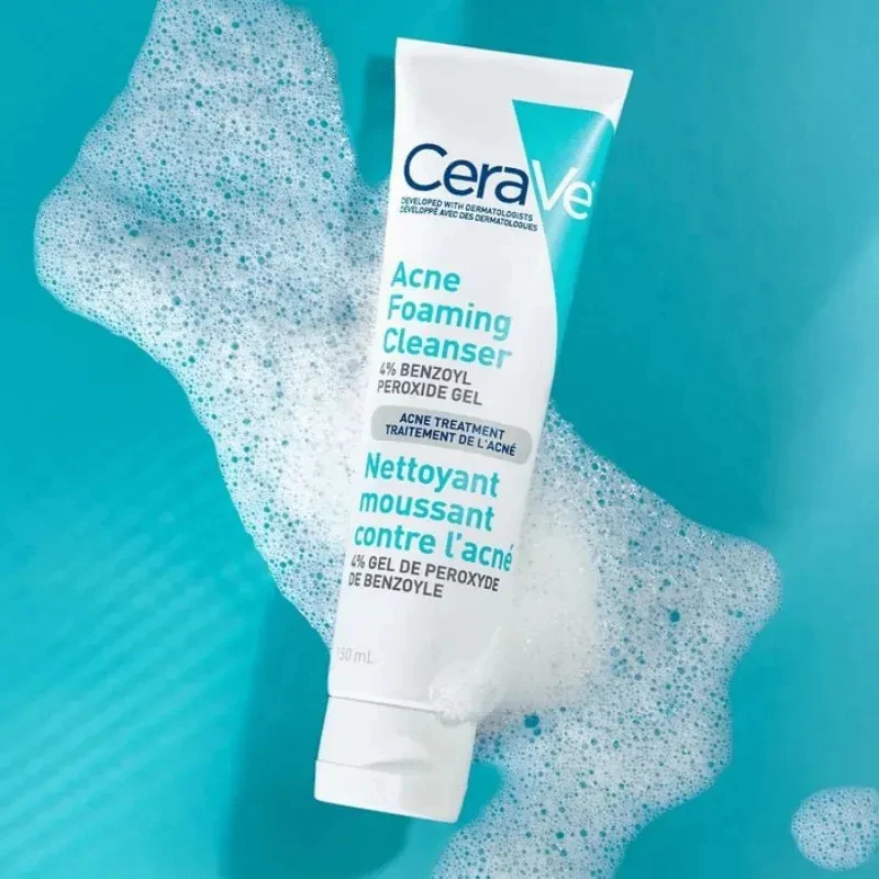 

Original CeraVe Acne Foaming Cleanser 4% Benzoyl Peroxide Gel Remove Acne Face Wash Cleaning Niacinamide Skin Repair 150ML