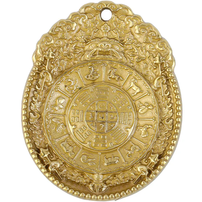 

Nine Palaces Bagua Brand Tibetan Chuan Pure Copper Transport Symbol Twelve Zodiac Buddha Necklace Pendant