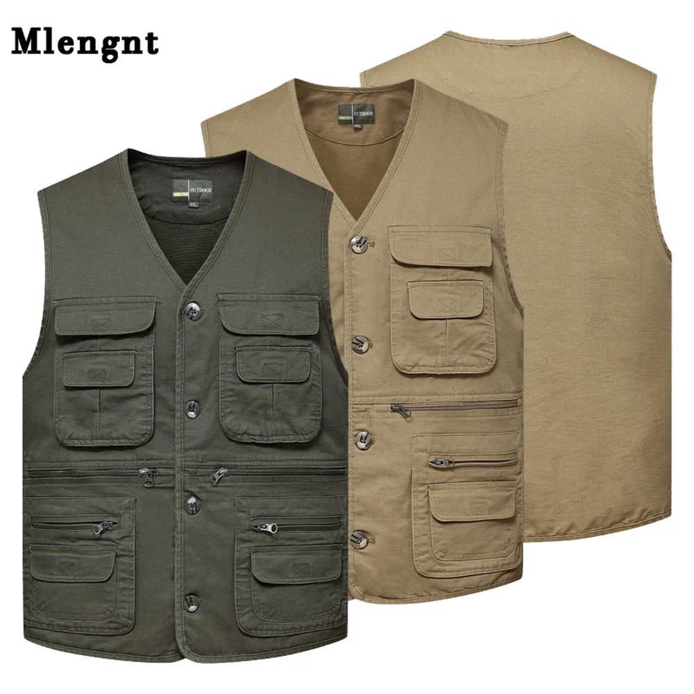 

New 100% Cotton Multi Pockets Fishing Vest Men Camping Climbing Waistcoat Photography Travel Sleeveless Jacket with Many Pockets
