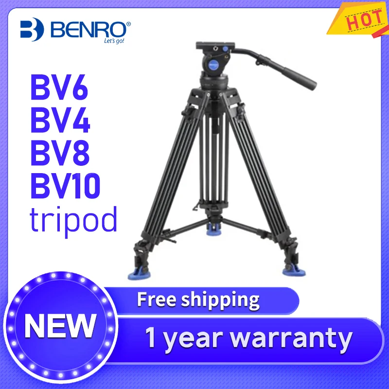 

Benro BV6/BV4/BV8/BV10 tripod Series Camera Tripod Adjustable Damping Hydraulic PTZ Photography Professional Tripod