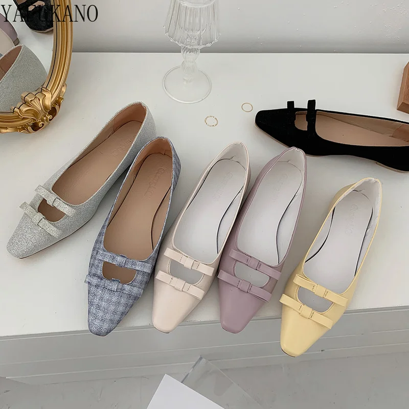 

Fairy Style Sweet Elegant Flat Shoes French Bowknot Party Dress Shoes Casual Single Shoes Slip-on Ladies Boat Shoes